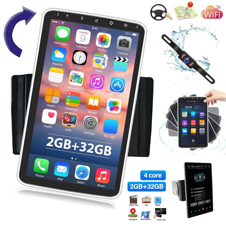 Radio de coche 10,1"" giratoria para Pontiac Vibe 2003 2004 2005-2006 Android 13 CarPlay Foto 2 de 4