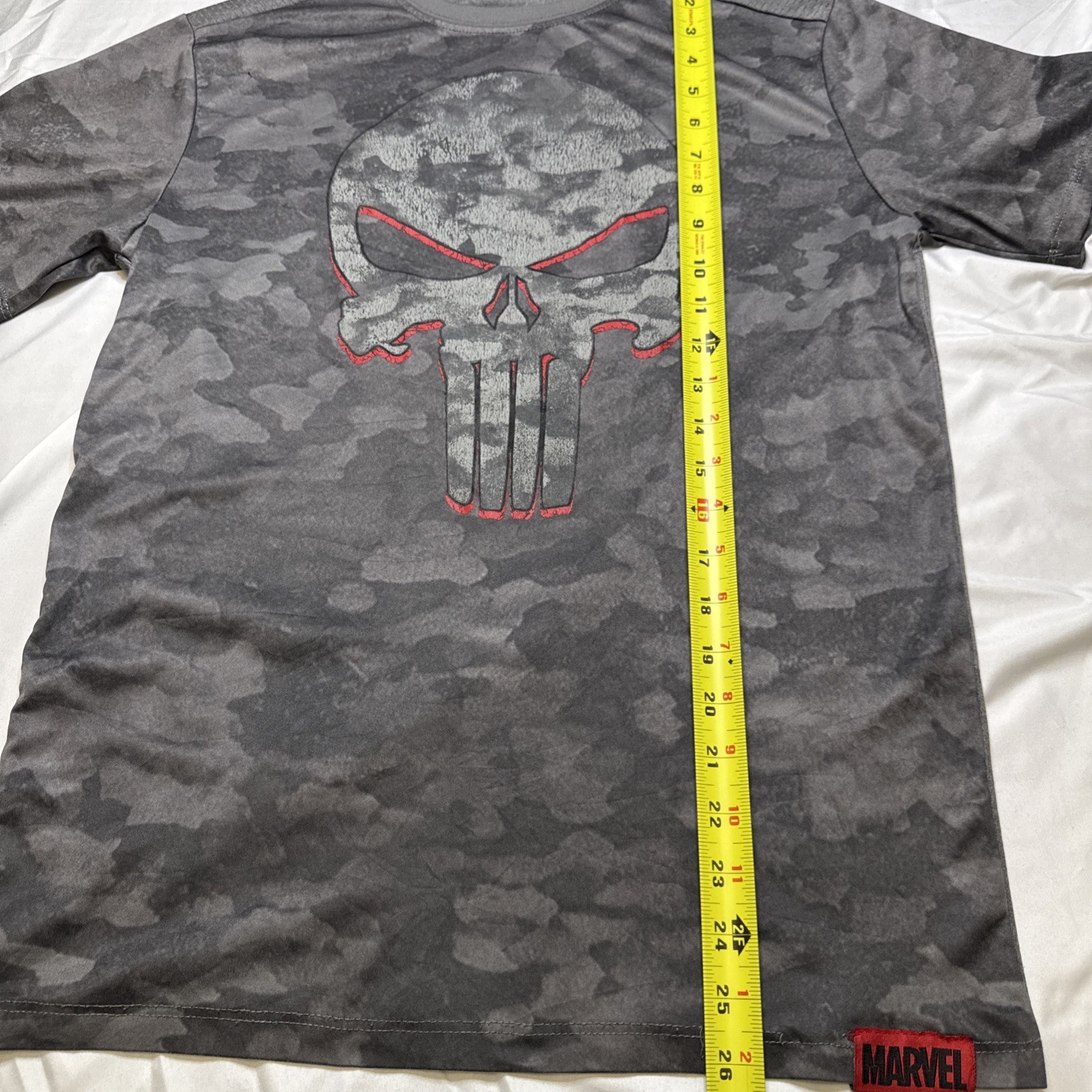 Marvel Punisher Shirt Mens Small Gray Camo Skull Graphic Athletic T-Shirt Gym image 4