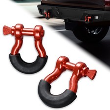 Red 2pcs Universal 34 D-ring Shackle 9500lbs Tow Hooks For Jeep Trucks Etc.