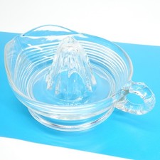 Vintage 8" Glass Juicer Reamer Ribbed Concentric Circles Clear Federal T30