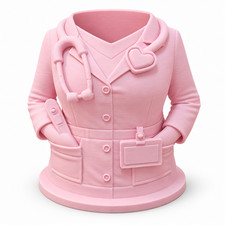 Portapenne camice femminile stetoscopio cuore stampa 3D PLA Matte 3 colori
