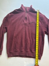 Pendleton Men's Medium Burgundy 1/4 Zip Cotton Blend Sweater Pullover Pocket