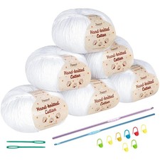 Gomitoli cotone bianco morbido set 6 fori uncinetto 2,5-3,5mm