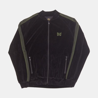 Needles Velour Green Stripe Bomber Jacket / Size M / Mid-Length / Mens / Bl...