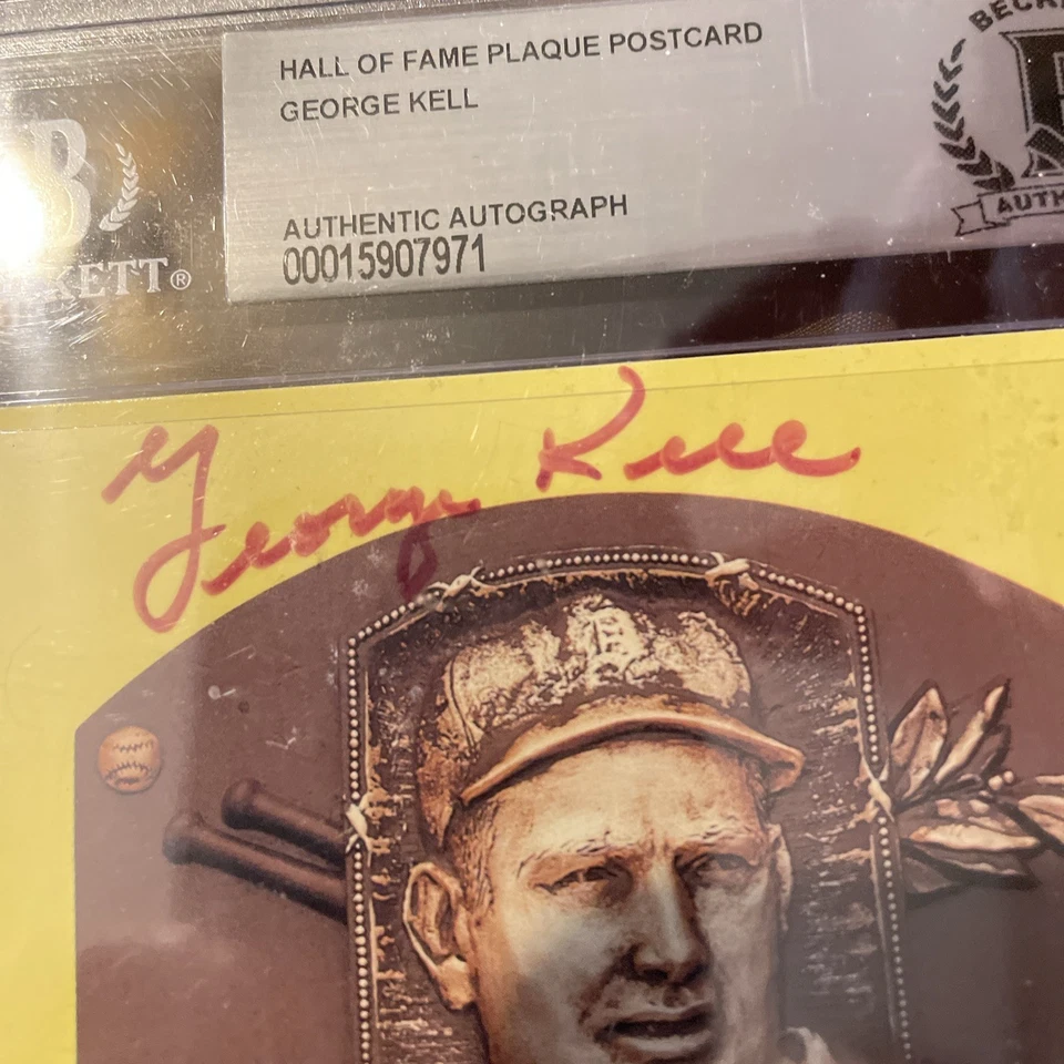 George Kell Autographed Hall of Fame Plaque Postcard Beckett Authenticated - Image 2 of 4