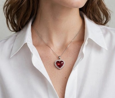 925 Sterling Silver Garnet Heart Necklace