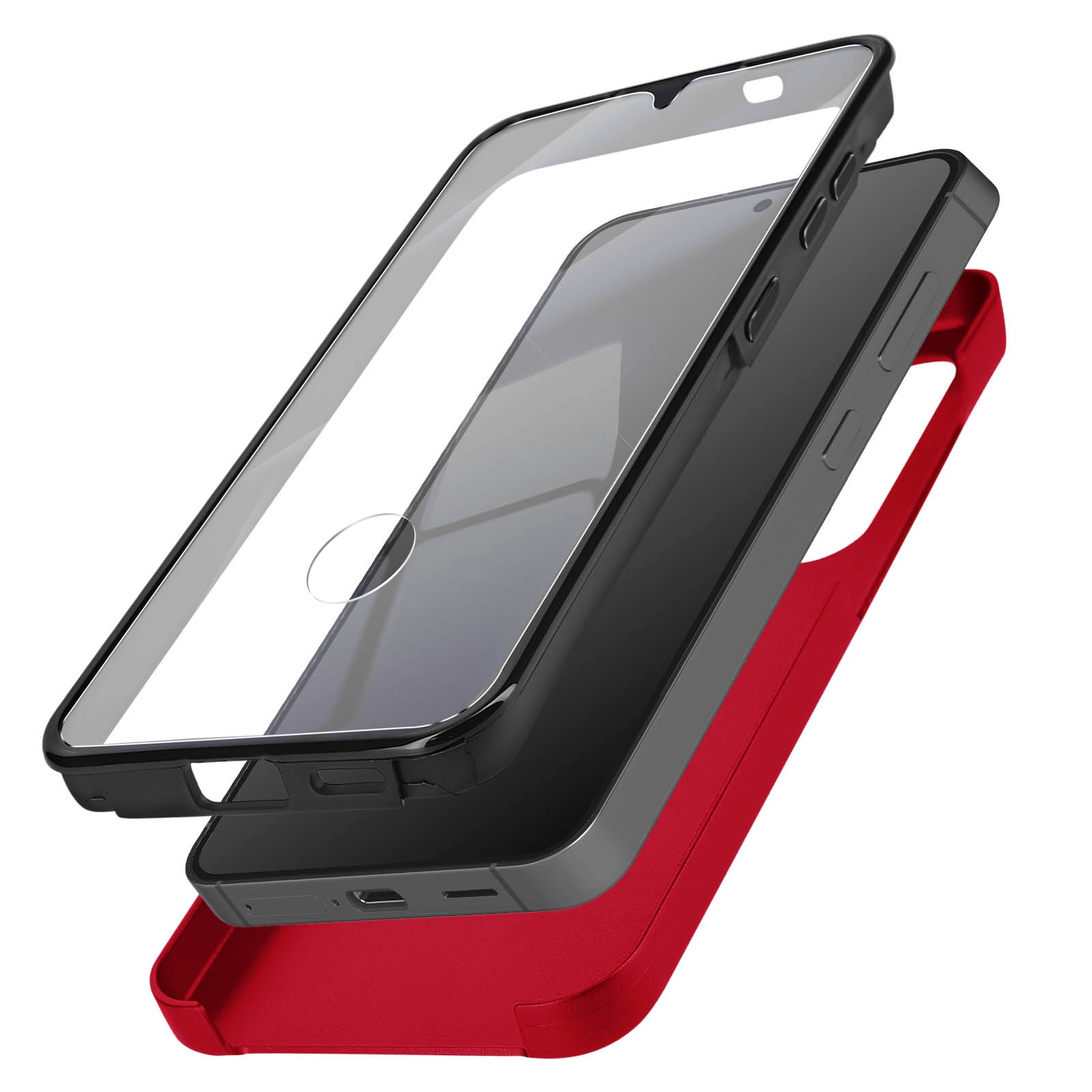 Coque Galaxy S24 Plus rigide et souple bumper tactile intégral rouge - 3