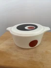 1971 Vintage Pyrex Moon Deco Casserole Dish 475 2.5 Qt White with Red Dot & LID