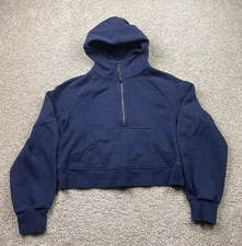 Lululemon Scuba Oversized Half Zip Hoodie Womens Small Blue Cropped Sweatshirt