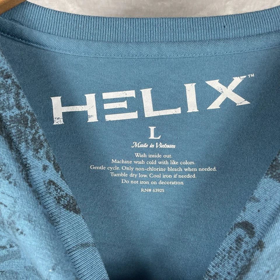 Camiseta Helix Para Hombres Azul Teal Cuello en V Estampado Gráfico Grande Y2K Grunge Skate Foto 4 de 4