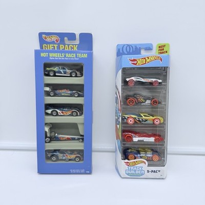 Hot Wheels Gift Pack 1995 Race Team + Track Builder Unlimited 5 Pack Lot