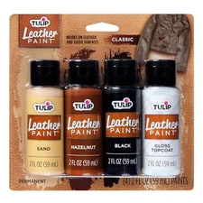  Leather Paint 4 Pack, Classic Colors Sand, Hazelnut, Black and Top Coat 