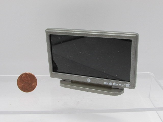 Dollhouse Miniature Large Flat Screen TV w/ Attached Stand