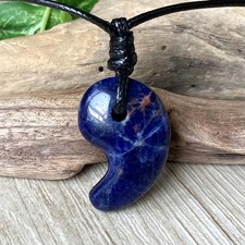 Sodalite Magatama Pendant, Good Luck Charm, Guides to Right Path, Used