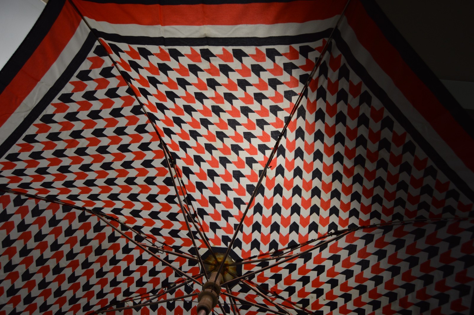 Vintage Automatic Umbrella Push-Button Orange/Bla… - image 20