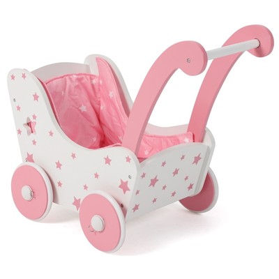Bayer Chic 2000 Holz-Puppenwagen Stars pink Schiebehöhe 43 cm Lauflernwagen NEU