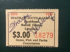 ICOLLECTZONE US South Dakota 1970 Resident Small Game Revenue Stamp VF used