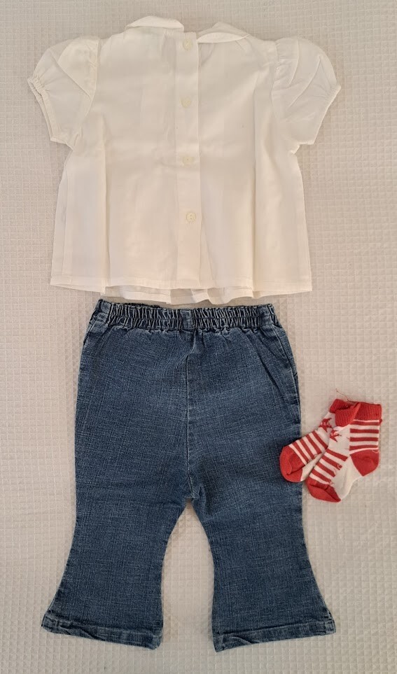 PRENATAL IANA Set lotto camicia top jeans calzini bimba neonata