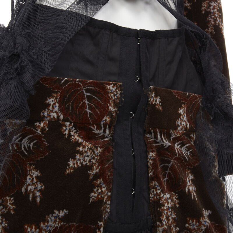 Runway COMME DES GARCONS Vintage brown velvet floral mesh Runway COMME DES GARCONS Vintage brown velvet floral mesh