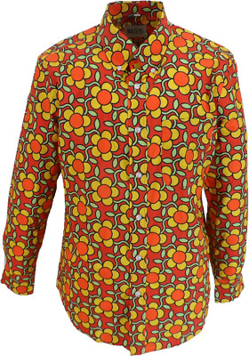 Herrenhemd 70er Jahre Psychedelic Multi Blumen