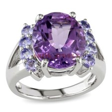 Natural Amethyst  Tanzanite Gemstone with 925 Sterling Silver Women's Ring 3387