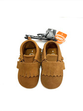 NEW Wonder Nation Brown Leather Moccasin Booties Baby Size 4