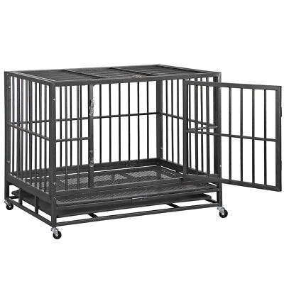 Heavy Duty Large Dog Cage with 0.5 Inch Diameter Steel Tubes For Large Dogs