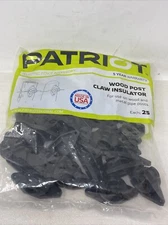 (25) Patriot Electric Fence Wood/Metal Post Claw Insulators 820023, USA Made, BK