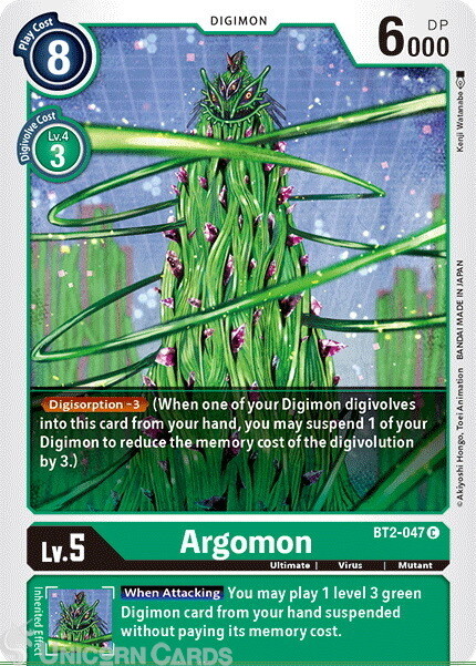 BT2-047 Argomon Common Mint Digimon Card