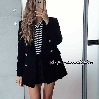 NEW ZARA BLACK RHINESTONE BUTTON BLAZER REF 2269/795 SIZE L BLAZER BOTÓN JOYA