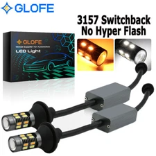 2X 3157 3156 Switchback LED Turn Signal Light DRL Bulbs 4157na 3457a White Amber