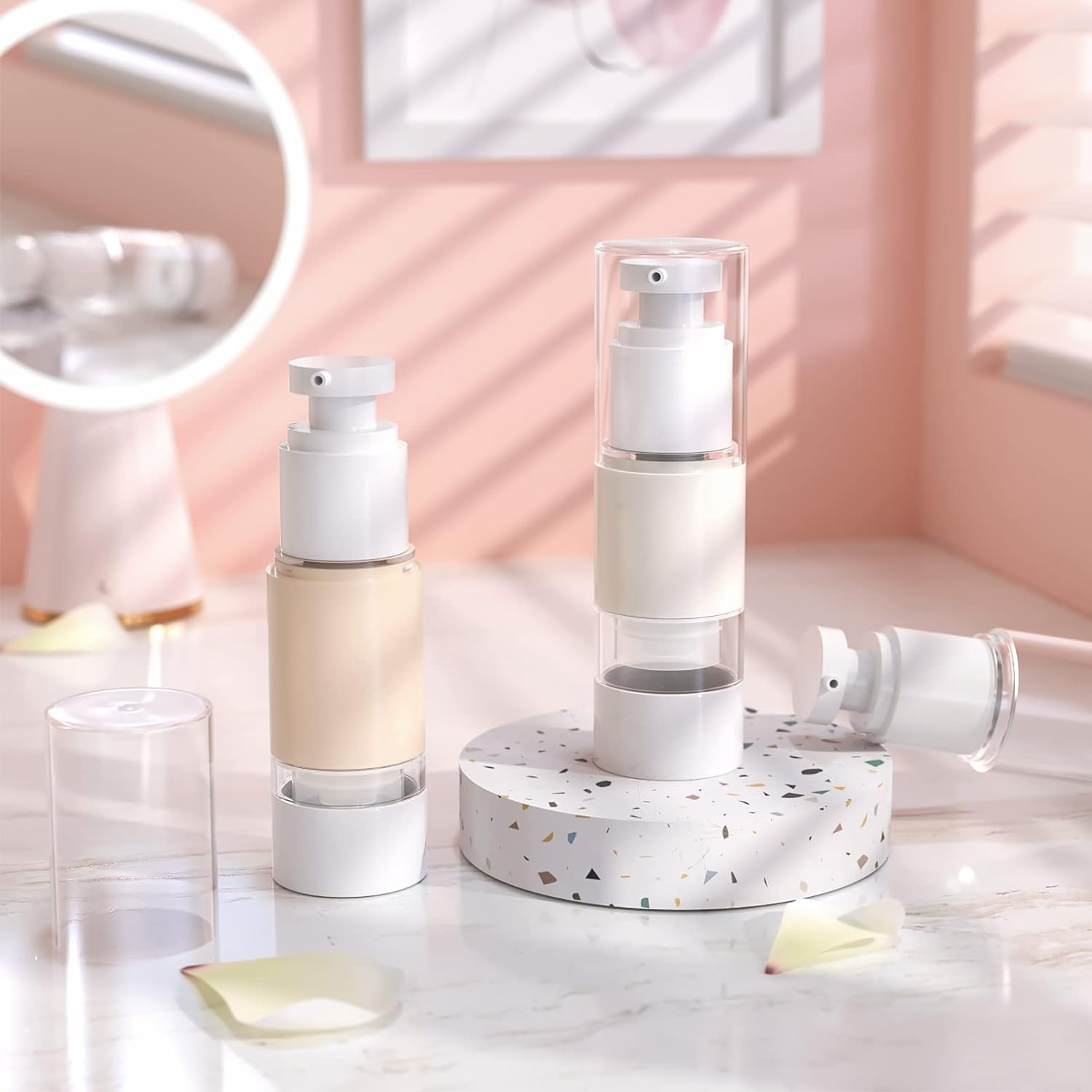 Longway 1 Oz 30Ml Clear Airless Cosmetic Cream Pump Bottle Travel Size Dispenser