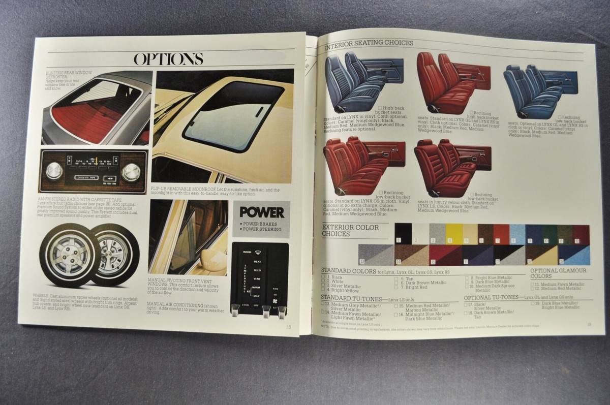 レオン81ページ 1981 Mercury Lynx Catalog Brochure RS GL GS Sedan Wagon Excellent