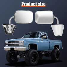 Manual Chrome Side View Mirrors Pair  For 1973-91 Chevy C10 K10 Blazer Suburban