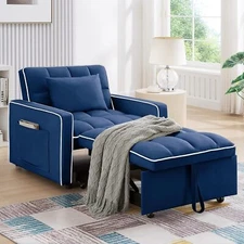 3 in 1 Convertible Sleeper Sofa Chair Bed Velvet Pull Out Sofa Bed Small Spaces