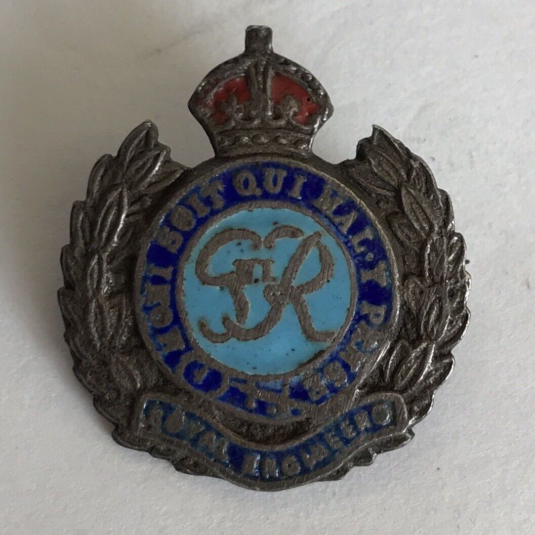 Solid Silver Royal Engineers Collar Sweetheart Brooch / Badge Enamel 2cm