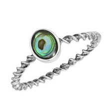 Simplicity Oval Shape Abalone Shell Twisted Band of Sterling Silver Ring-7