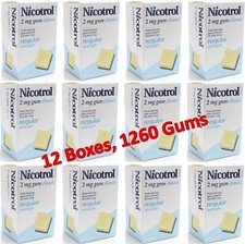 Nicotrol Nicotine Gum 2mg Classic. 12 Boxes of 105 Gums. Total 1260. Exp 08/2027