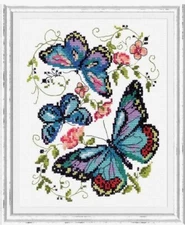 "Blue Butterflies" Counted Funny  Cross Stitch Kit Magic Needle 42-03