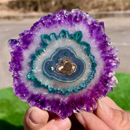 81G Natural Alta Calidad Amatista Ágata Cuarzo Racimo Rebanada Cristal Mineral - Imagen 12 de 24