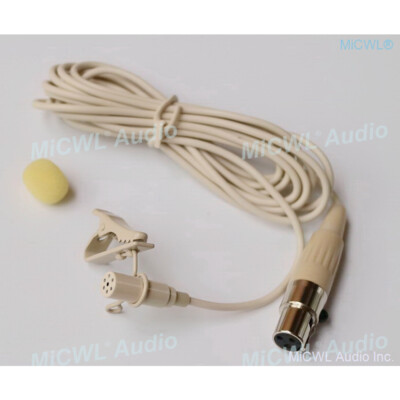 Beige Clip Lavalier Microphone For AKG Samson Gemini Wireless 3Pin XLR mini Plug