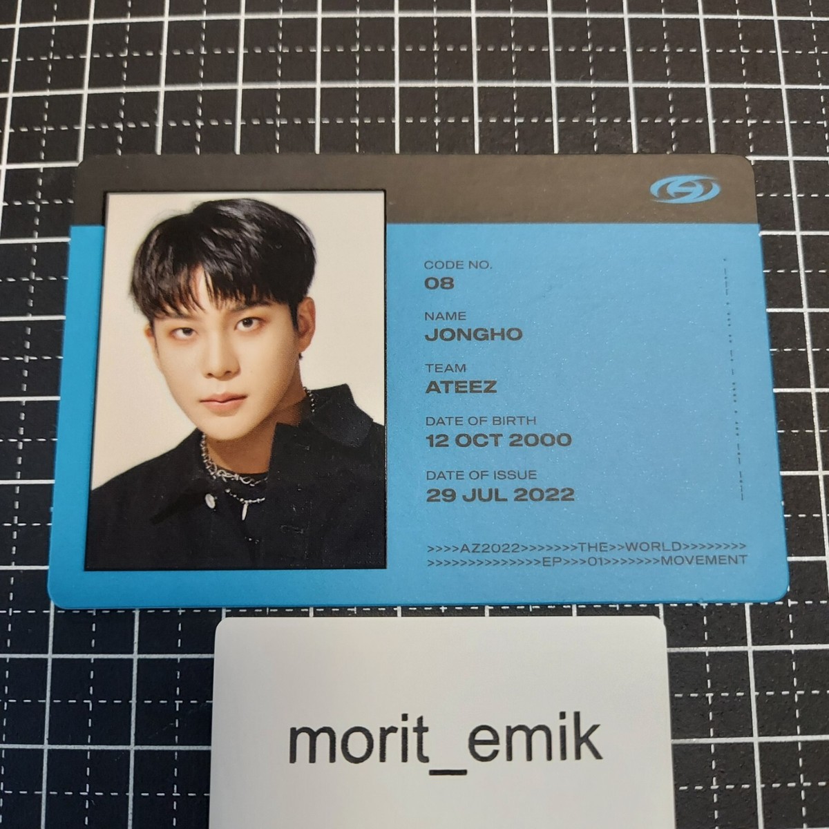 JONGHO ATEEZ THE WORLD EP.1 MOVEMENT A ver. ID official Photo card