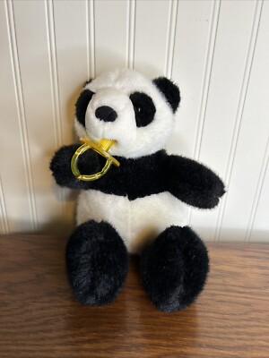 Plush Creations Panda Bear With Pacifier Excellent Condition!
