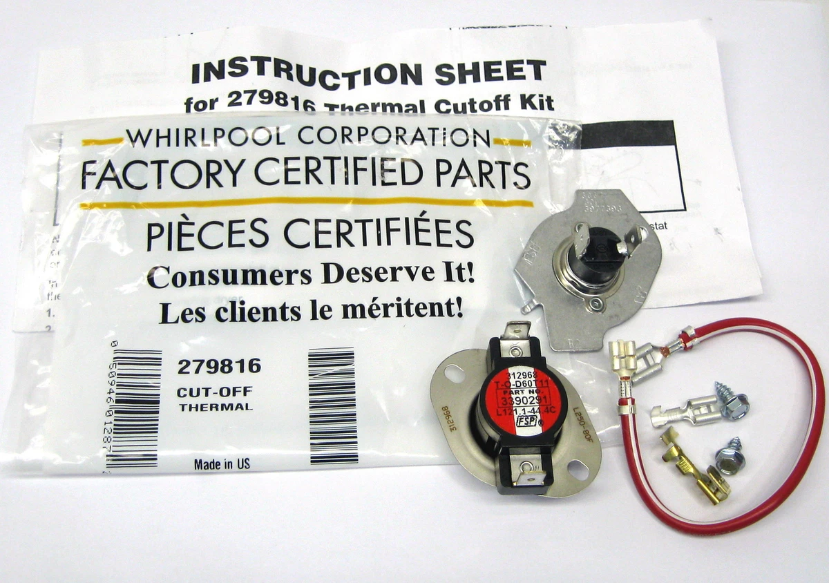 Genuine OEM Whirlpool Original Dryer Thermostat Fuse Kit 279816  