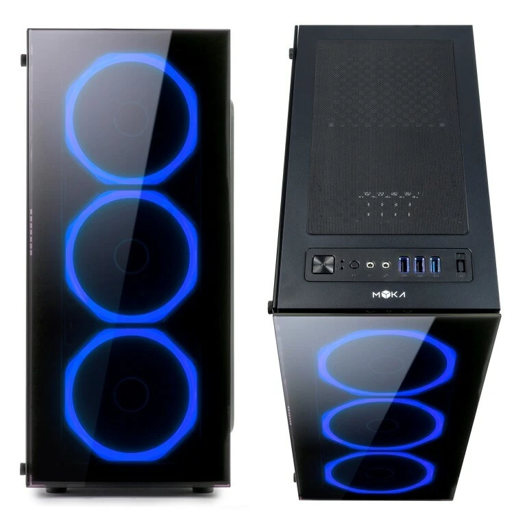 Case Gamign MYKA Cristal Atx 2 X USB2.0 1 USB 3.0 Ventole Halo Blu CG-C01B Zafir - Immagine 2 di 4