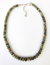 HSN Jay King Sterling Silver Graduated Labradorite Beaded Necklace 18-1/2