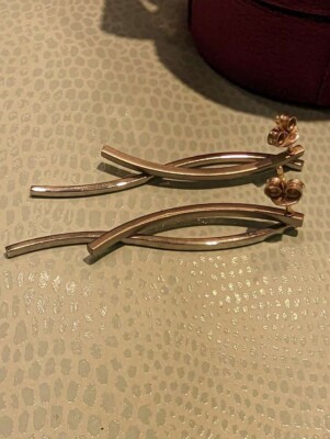 Ladies Stainless Steel Earrings with Gold Pin - Movable, 51.52mm Length