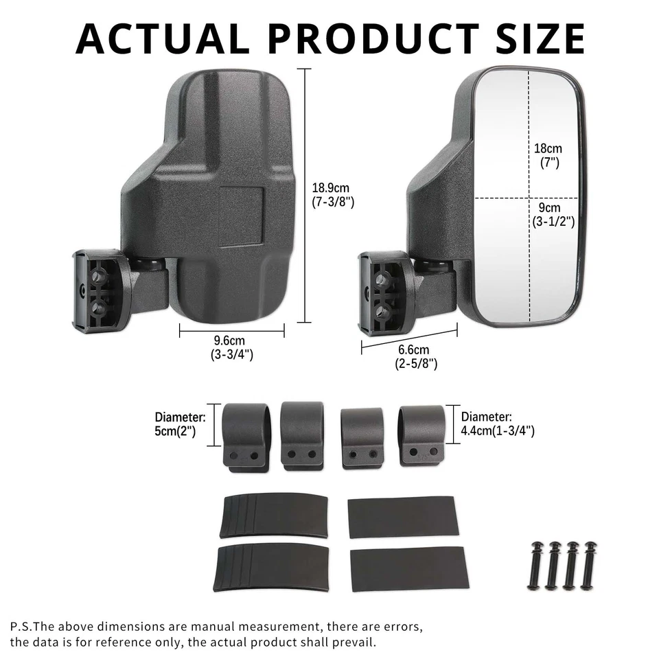 Широкие боковые зеркала заднего вида UTV с зажимом для Kawasaki Mule 3000 3010 4000 4010 - Изображение 2 из 4