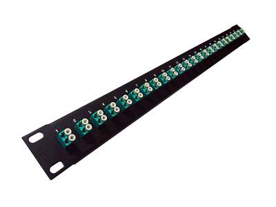 24 Port LC Fiber Patch Panel 10Gb/40Gb Multimode (Aqua Couplers) (Loaded 1u) 19''