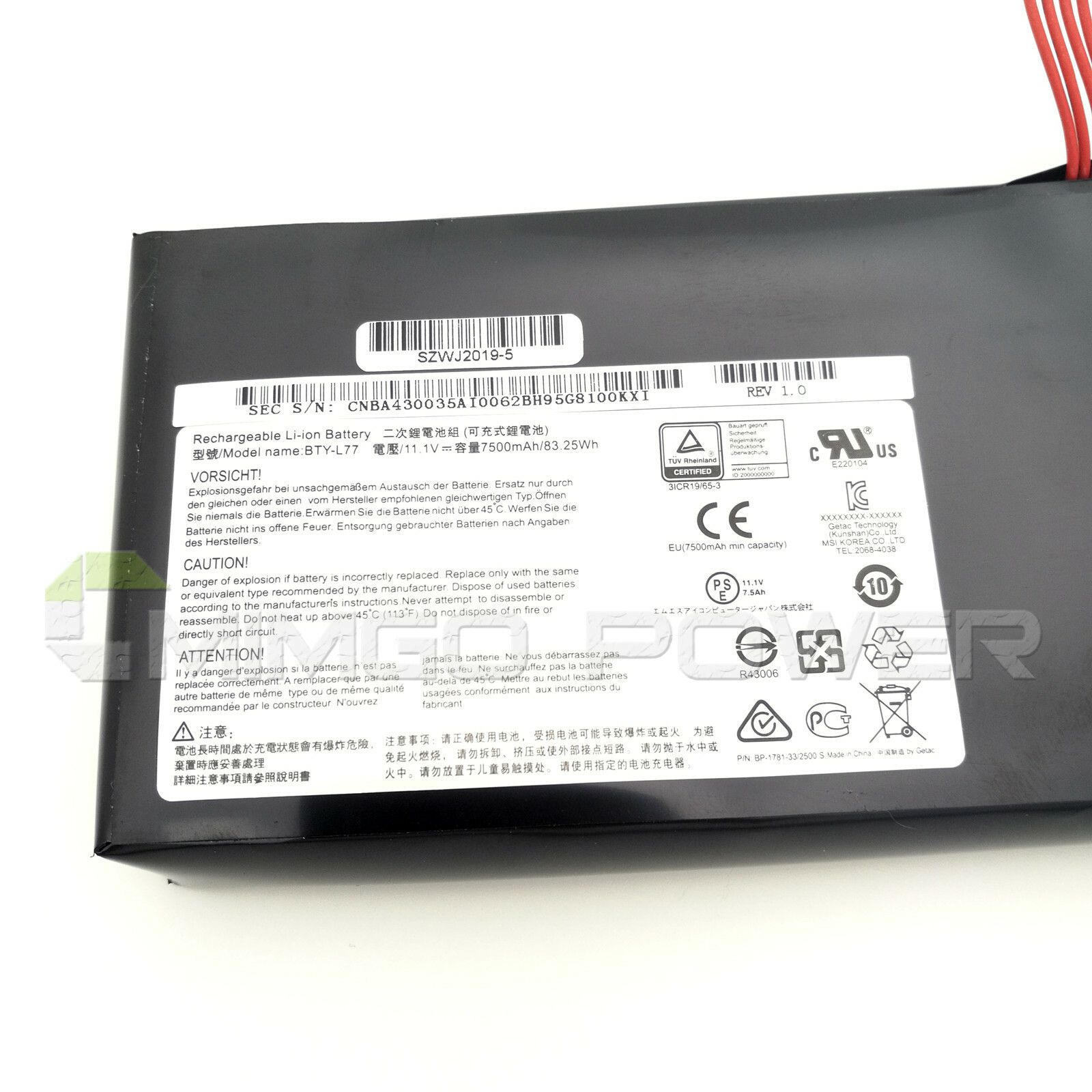 Msi Ghost Battery BTY-L77 Laptop Battery Replacement For MSI GT72